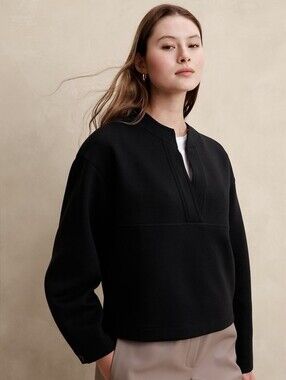 NWT Banana Republic Scuba Split Neck Sweatshirt Black M / L